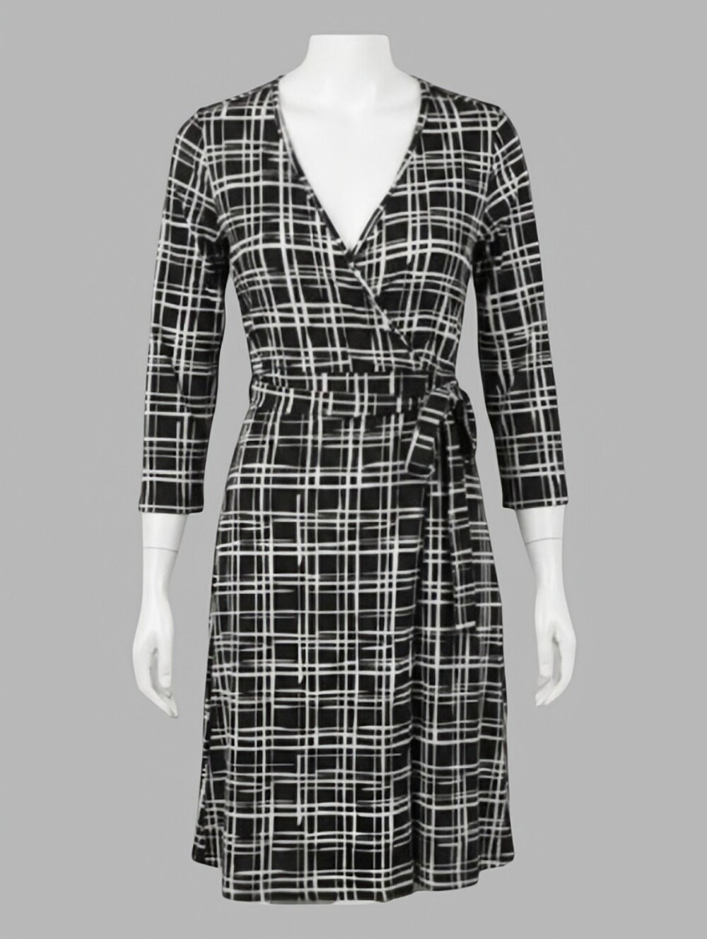 NEW Majora Black and White Plaid Wrap Dress